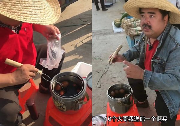 ▲劉金在菜市場賣茶葉蛋維生。（圖／翻攝自微博／文化知識學習）