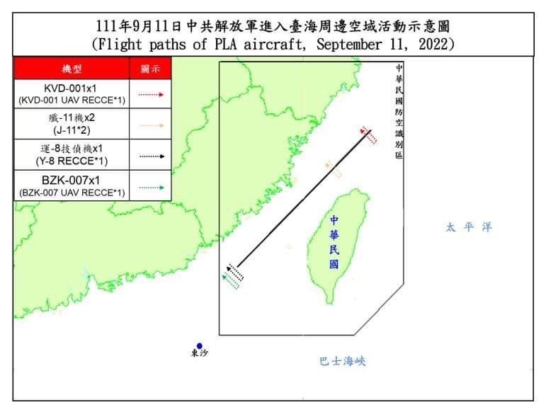 ▲國防部11日指出，今截至下午5時共偵獲共機8架次擾台。（圖／國防部提供）