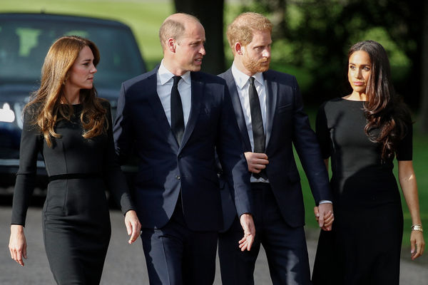 ▲▼英國王室威廉王子、凱特王妃、哈利王子與夫人梅根「四人組」10日一同前往溫莎堡（Windsor Castle）。（圖／路透）