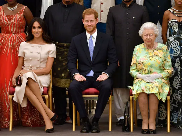 ▲▼哈利、梅根夫婦與已故的英國女王伊莉莎白二世（Queen Elizabeth II）。（資料照／路透）