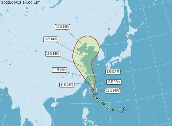 ▲▼梅花颱風最新預測路徑。（圖／中央氣象局提供）