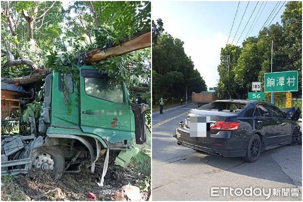 ▲屏東砂石車對撞小客車，造成4人受傷。（圖／記者陳崑福翻攝）