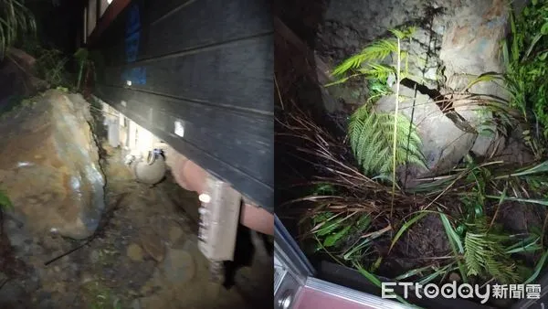 ▲台鐵平溪線「巨石崩落」列車剎車不及撞上　嶺腳=平溪恢復通行。（圖／記者郭世賢翻攝）