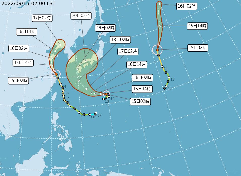 ▲▼颱風路徑圖。（圖／中央氣象局）