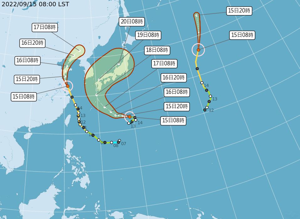 ▲▼由左而右是颱風梅花、南瑪都、莫柏。（圖／氣象局）