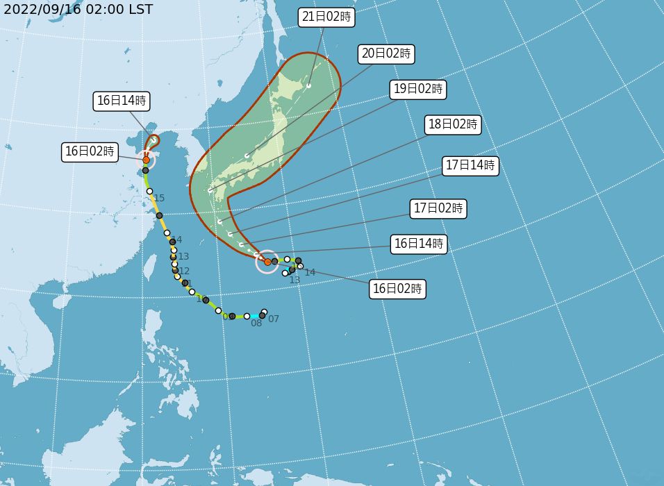 ▲▼颱風潛勢路徑圖。（圖／中央氣象局）