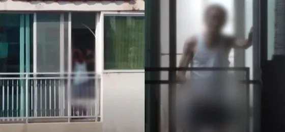 ▲▼朴某經常裸身徘徊陽台，對女鄰居比愛心、甚至露出下體自慰。（圖／YouTube@궁금한 Y）