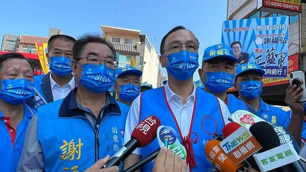 ▲朱立倫18日到苗栗出席謝福弘競選總部成立大會。（圖／國民黨提供）