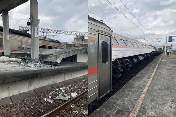 ▲▼ 台鐵花東線東里站月台崩坍。（圖／網友授權提供）