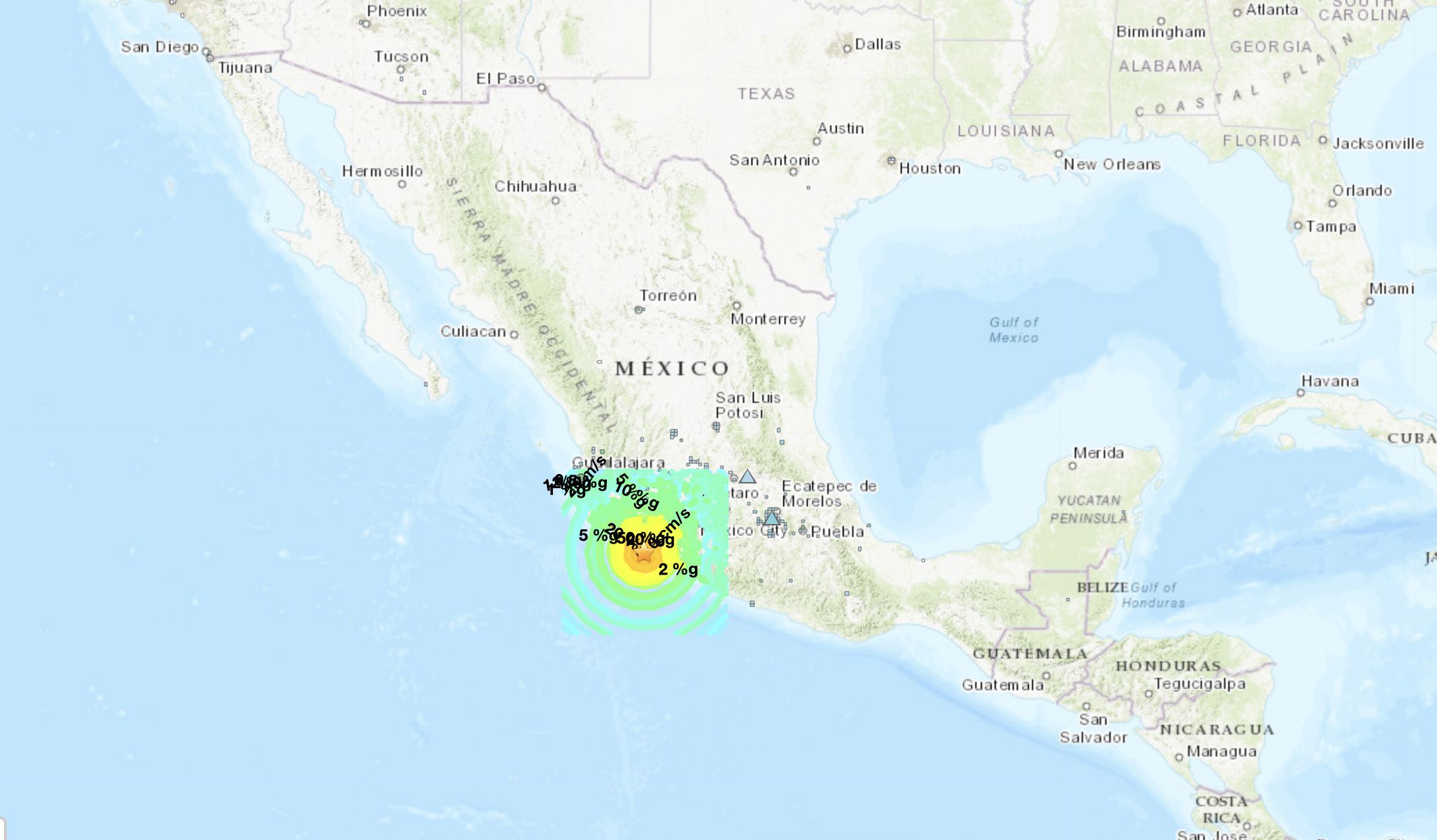 ▲▼墨西哥中部沿海地區發生規模7.6強震。（圖／翻攝自美國地質調查所USGS）