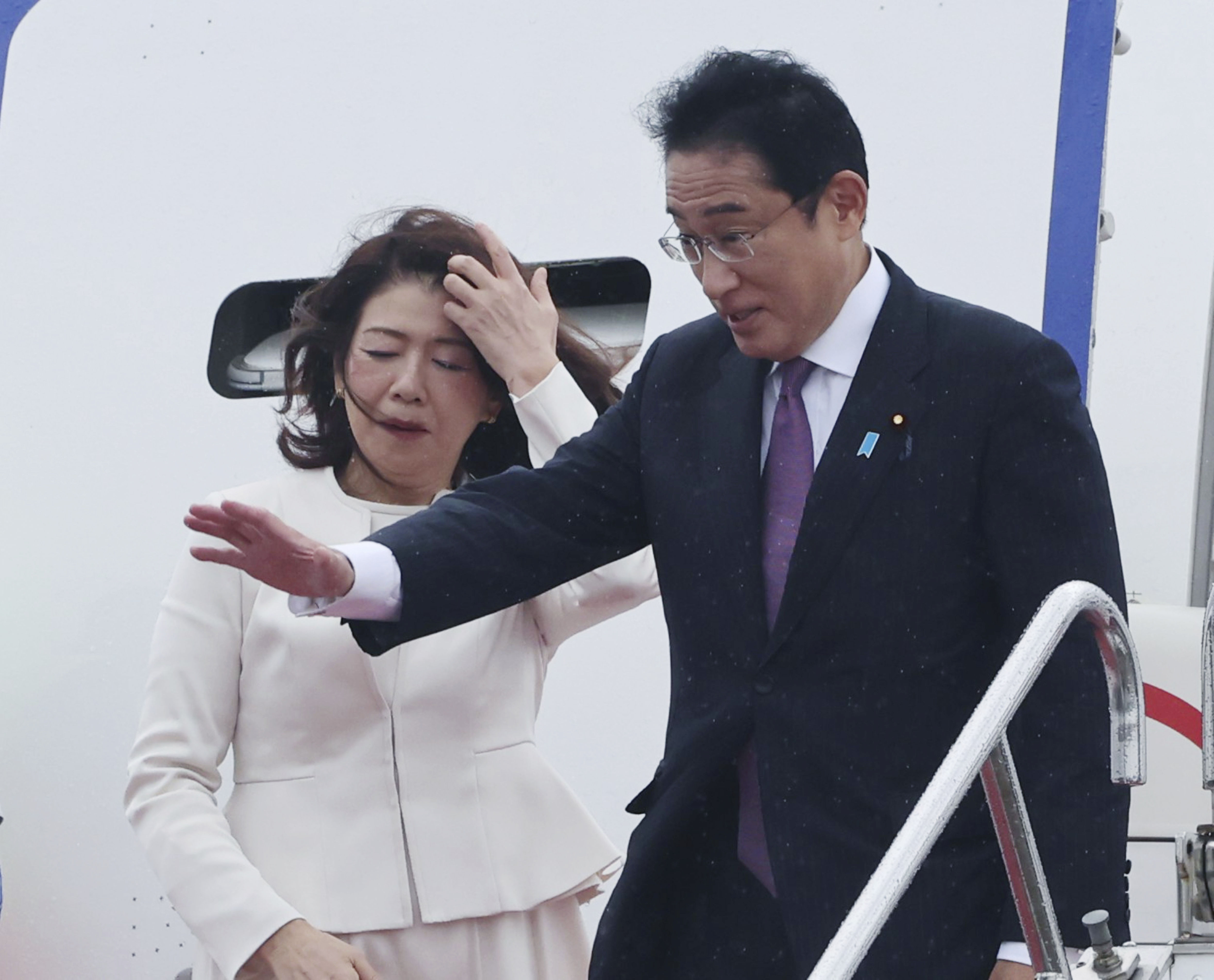 ▲▼日本首相岸田文雄搭包機赴美。（圖／達志影像／美聯社）