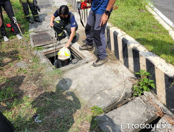 ▲台糖中興加油站油品外洩。（圖／記者楊漢聲翻攝）