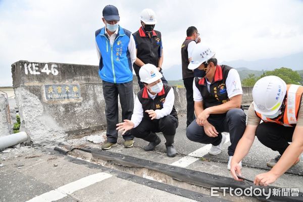 ▲▼連續強震造成花蓮聯外道路與橋樑遭受嚴重破壞，縣長徐榛蔚率領結構技師與建築團隊逐一勘查，討論最佳修復方案。（圖／花蓮縣政府提供，下同）