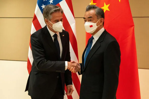 ▲▼）美國國務卿布林肯（Antony Blinken）今天與中國國務委員兼外交部長王毅會晤。（圖／路透社）