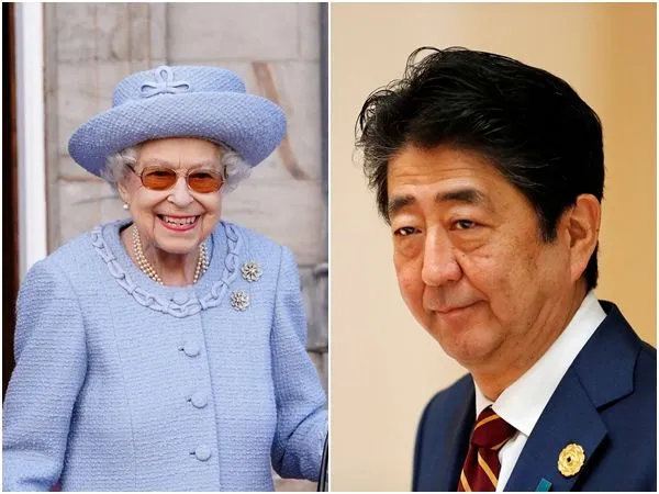 ▲▼英國女王伊莉莎白二世、日本前首相安倍晉三。（組圖／路透）