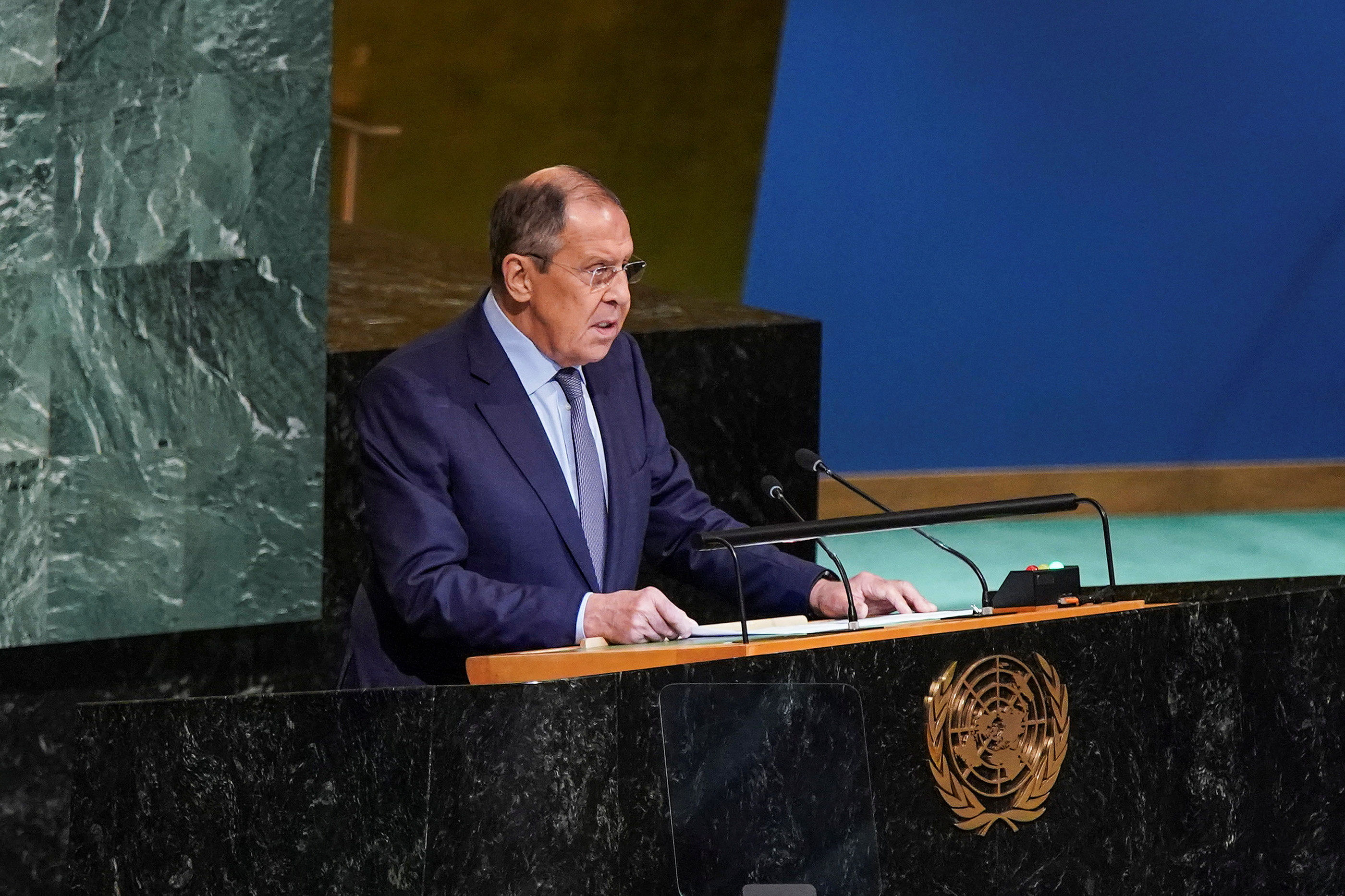 ▲▼俄羅斯外交部長拉夫羅夫（Sergei Lavrov）出席聯合國大會。（圖／路透）