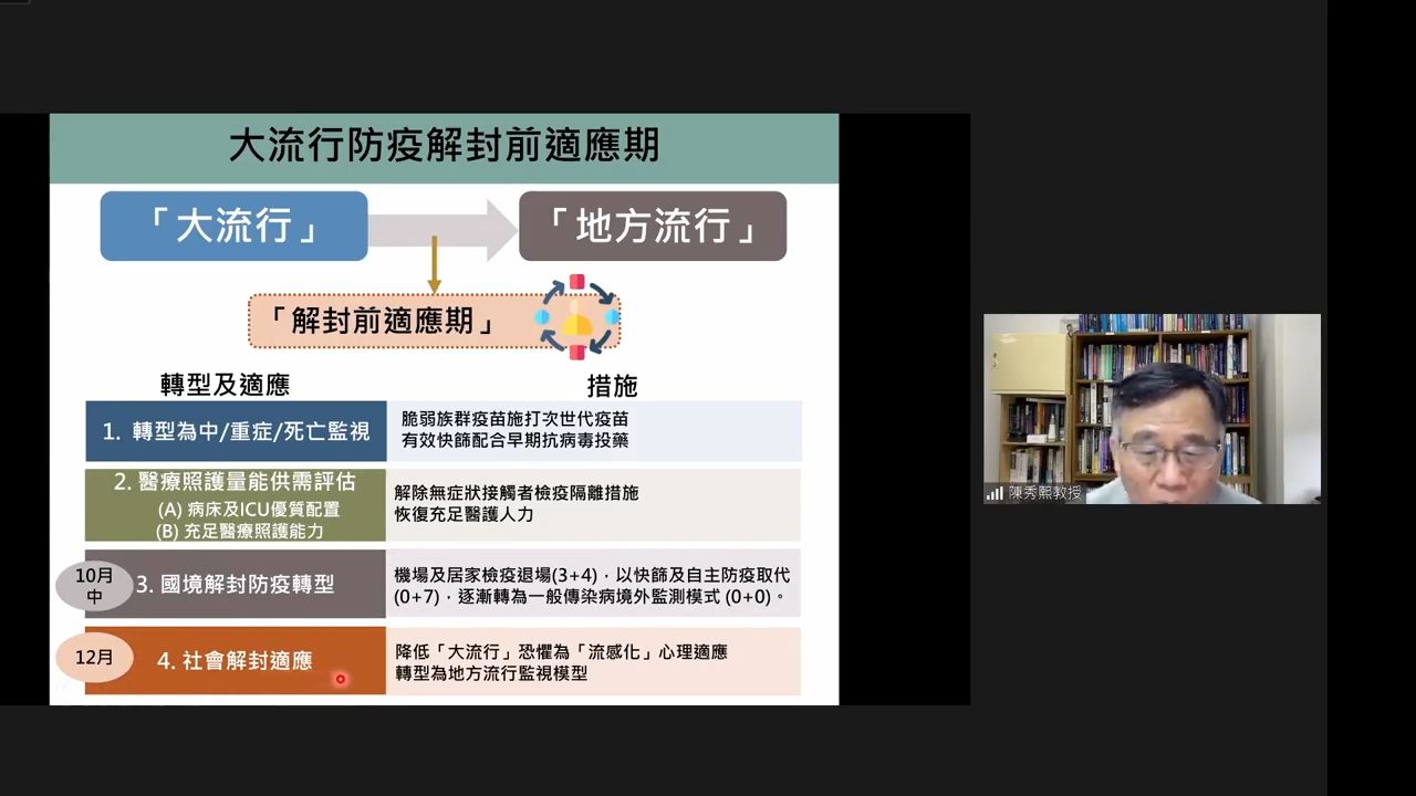 ▲陳秀熙認為，10月中台灣就有條件「入境檢疫0+0」。（圖／翻攝自YouTube／新冠肺炎科學防疫園地）