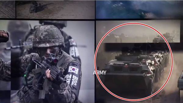 ▲▼南韓國防部在10月1日「國軍日」紀念儀式影片中誤用了中國解放軍的裝甲車照片。（圖／翻攝自YouTube）