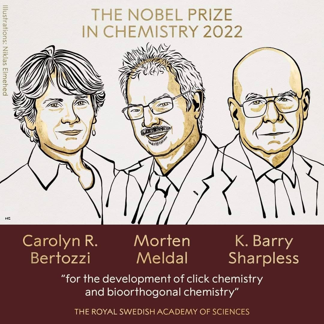 ▲▼美國化學家貝爾托西、夏普萊斯與丹麥梅爾達爾，獲得今年諾貝爾化學獎。（圖／摘自推特）
