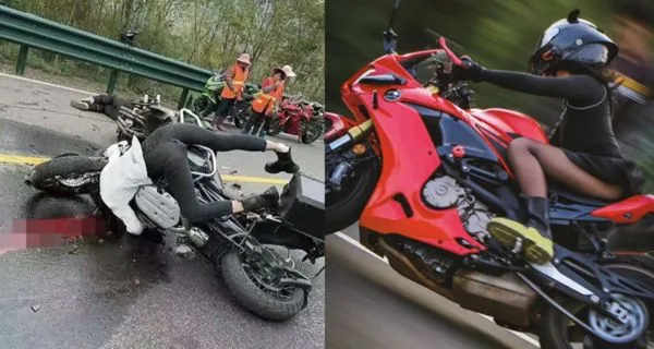 ▲▼重機「黑絲女神」傳逆向帽碎人亡！網爆料：車借的、安全帽假的。（圖／翻攝抖音）