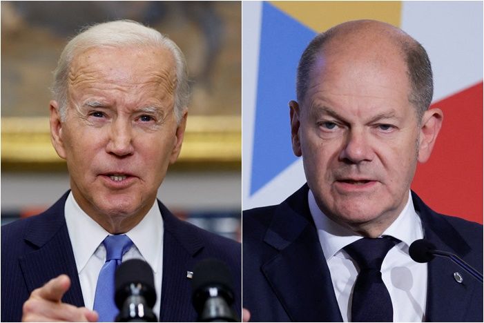 ▲▼ 美國總統拜登（Joe Biden）與德國總理蕭茲（Olaf Scholz）。（圖／路透）