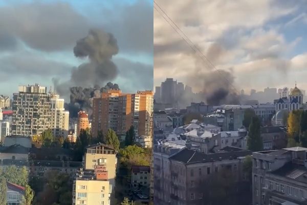 ▲▼ 烏克蘭首都基輔接連傳出爆炸聲響。（圖／翻攝自推特）