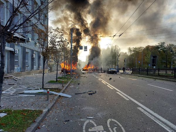 ▲▼ 烏克蘭首都基輔10日上午發生一連串爆炸。（圖／翻攝自推特）