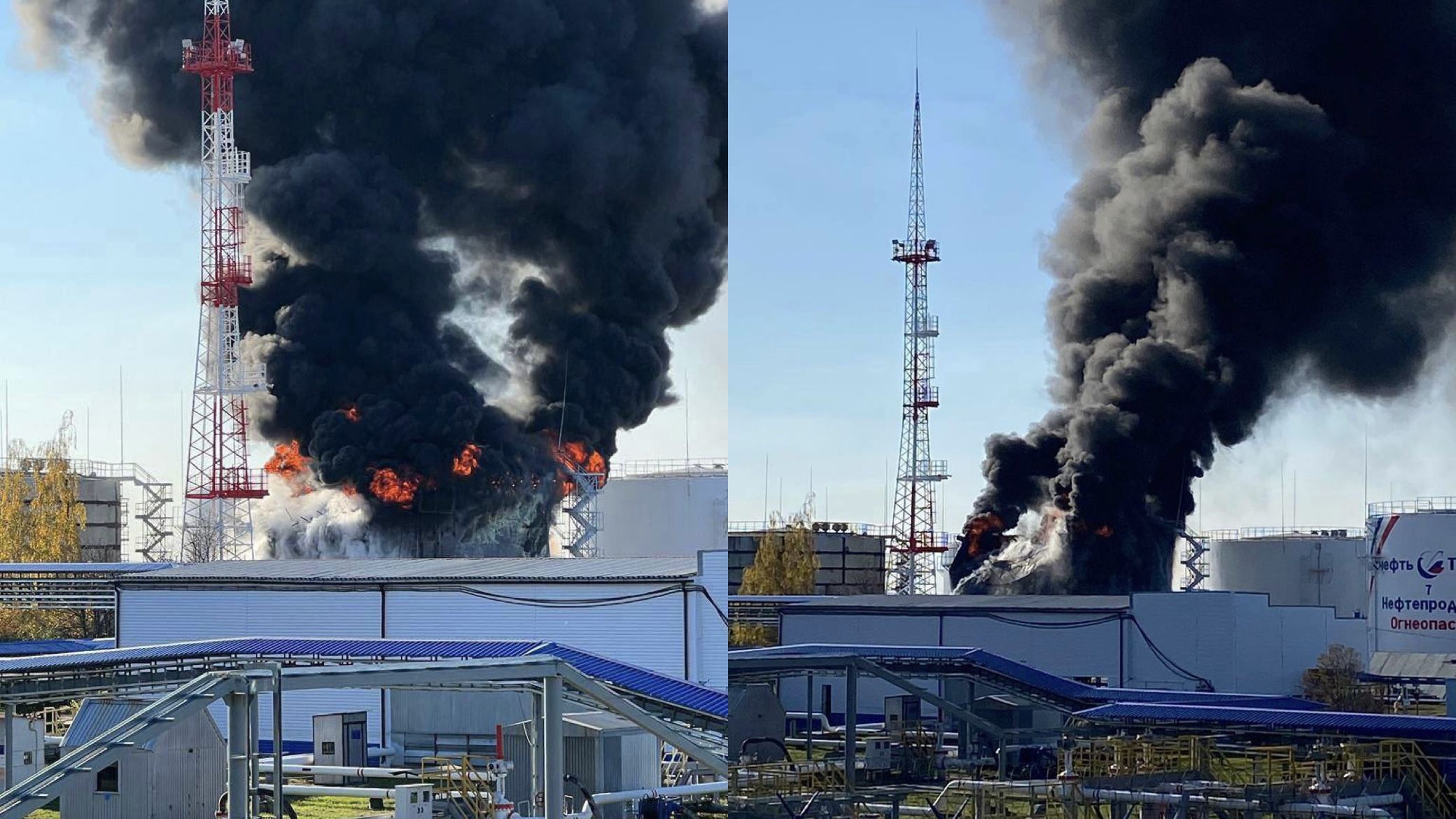 ▲▼ 俄國邊境城市貝爾哥羅德（Belgorod）油庫爆炸 。（圖／翻攝推特）