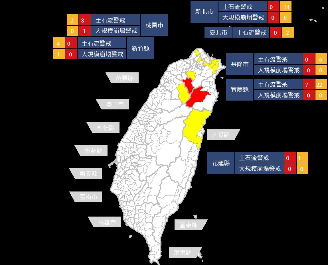 ▲土石流警戒再擴大，台北市士林區土石流黃色警戒。（圖／農委會水保局提供）