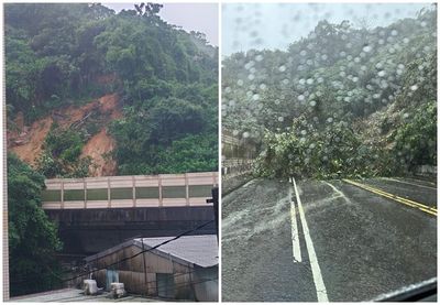 快訊／豪雨狂灌！台北康湖隧道山崩「淹沒出入口」路全堵死