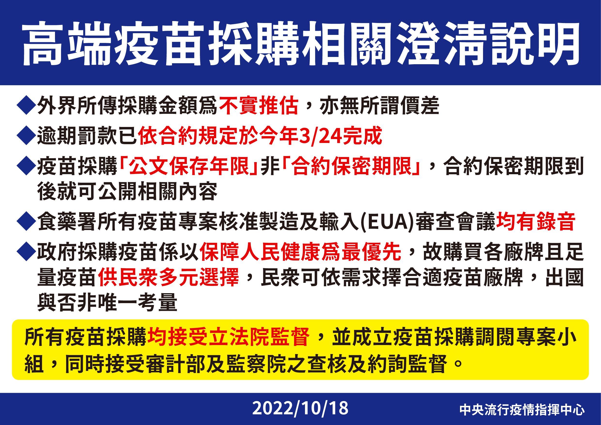 ▲▼10/18澄清採購高端疫苗傳言。（圖／指揮中心提供）