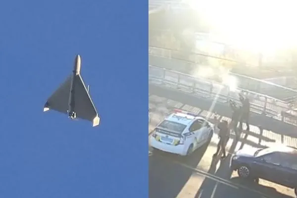 ▲▼烏克蘭士兵射下俄羅斯「神風式無人機」（kamikaze drone）。（圖／達志影像／美聯社、推特）