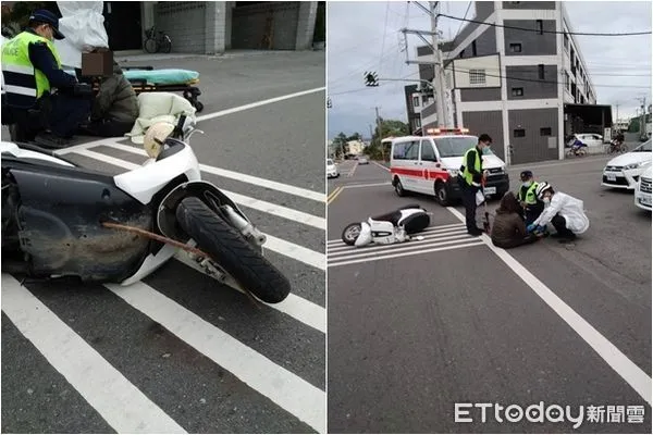 ▲▼苗栗婦人騎車輾過鋼筋慘摔。（圖／記者蔡文淵翻攝）