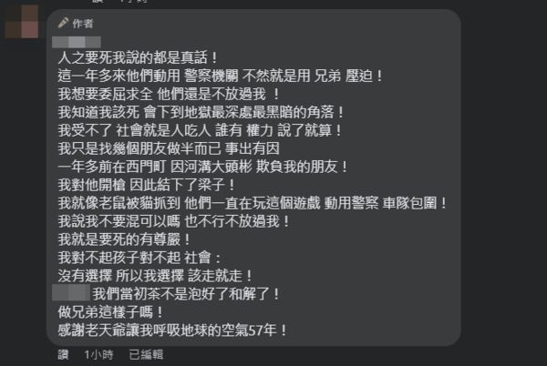 ▲▼快訊／萬華槍手8小時前跟女兒逛街　最後貼文曝光：別像爸爸一樣 。（圖／翻攝當事人臉書）