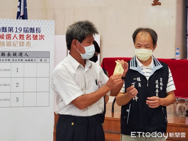 ▲雲林縣長候選人今日上午於雲林縣議會依序抽出號次。（圖／記者蔡佩旻翻攝）