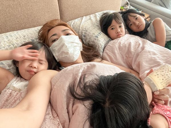 ▲▼林叨囝仔Sydney剛確診，兩天內6個孩子全中鏢。（圖／翻攝自臉書／林叨囝仔）