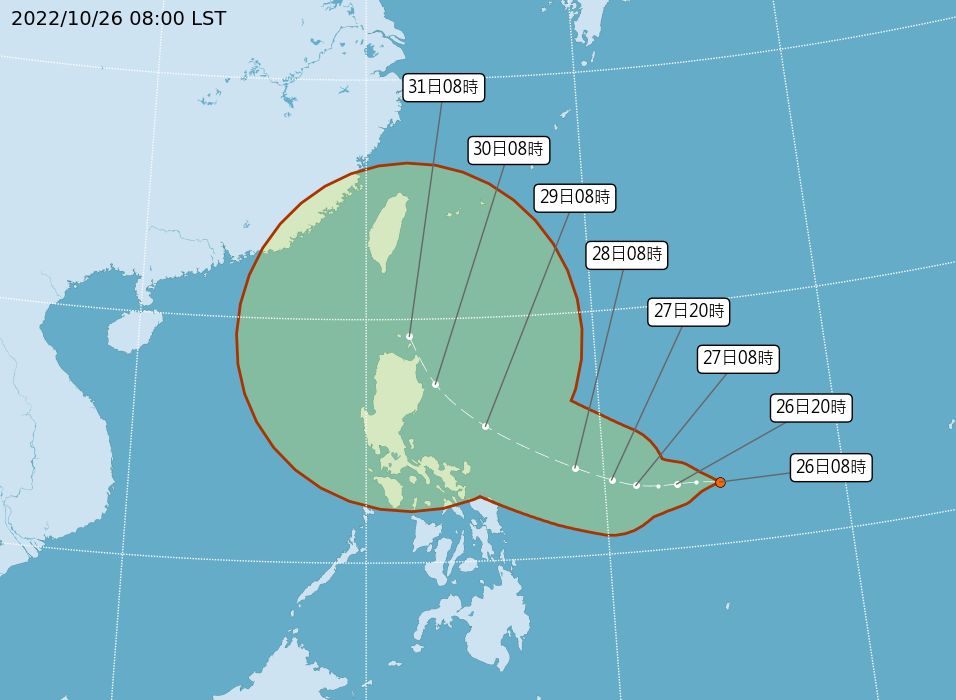 ▲▼奈格颱風即將生成，最新路徑預測及暴風圈侵襲機率出爐。（圖／氣象局） 