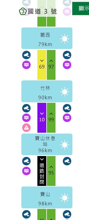 ▲▼國道3號南下新竹寶山段9車追撞。（圖／翻攝國道即時路況）