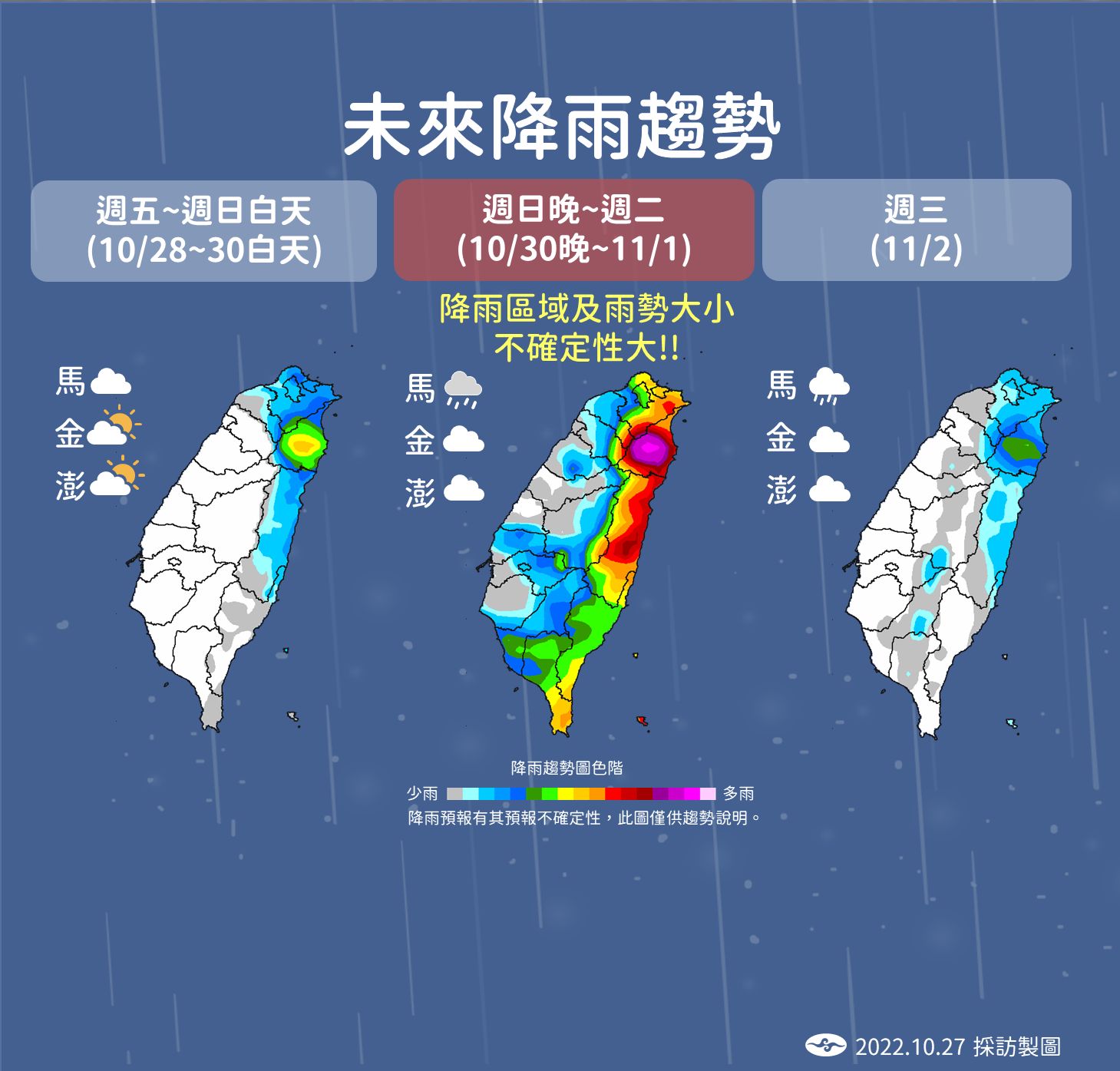 ▲▼奈格颱風逼近台灣，氣象局說明未來一周降雨趨勢。（圖／氣象局）