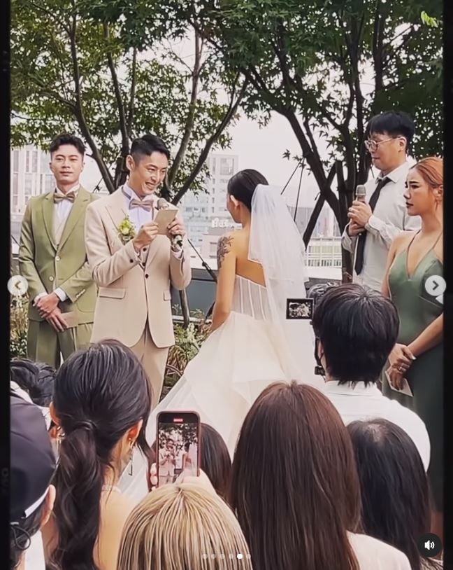 ▲李唯楓出席陳艾琳夫妻婚禮。（圖／翻攝自Instagram／cokeccle1124）