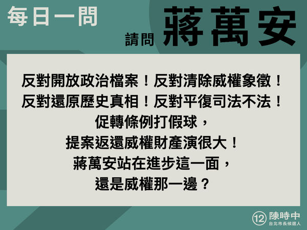 ▲▼陳時中競選辦公室11月1日「每日一問蔣萬安、黃珊珊」記者會。（圖／陳時中競選辦公室提供，下圖同）