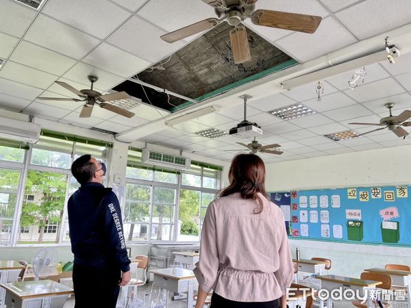 ▲1031有感地震造成東河部份校舍受損。（圖／記者楊漢聲翻攝）