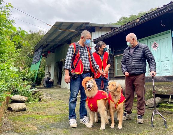 ▲▼療癒系服務犬送愛到烏來守護孤老。（圖／華山基金會提供）