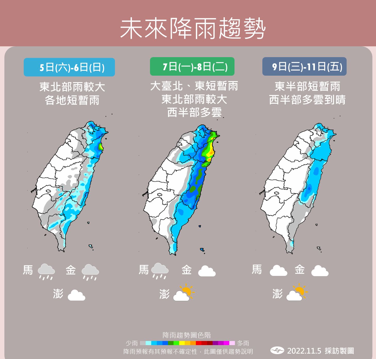 ▲▼未來一周降雨和溫度預測。（圖／氣象局）