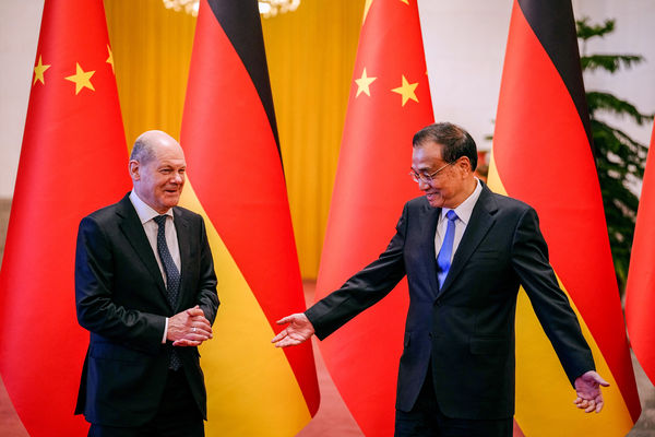 ▲▼德國總理蕭茲訪問中國大陸，並與習近平會面。（圖／路透社）