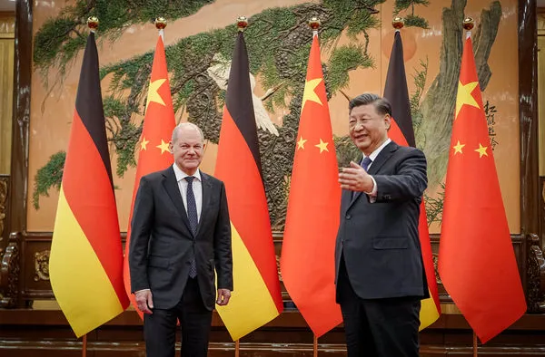 ▲▼德國總理蕭茲訪問中國大陸，並與習近平會面。（圖／路透社）