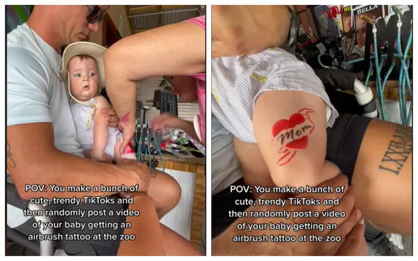 ▲▼美國佛羅里達夫妻上傳「刺青嬰兒」的影片引發眾怒。（圖／翻攝自tiktok／stetsyboiii）