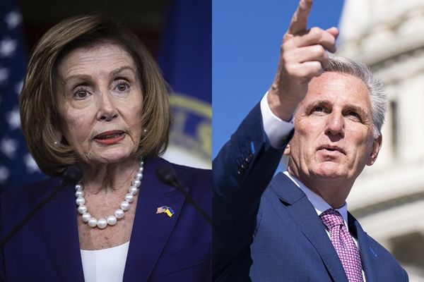 ▲▼美國眾議院議長裴洛西（Nancy Pelosi）與眾議院共和黨領袖麥卡錫（Kevin McCarthy）。（圖／達志影像／美聯社）