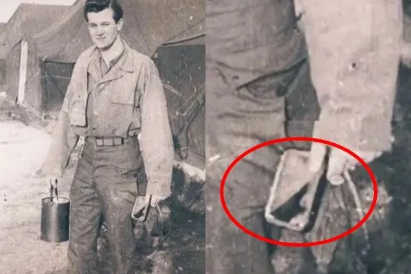 ▲▼一名網友在二戰時期的舊照片裡發現祖父手中居然拿著一台iPhone，因此懷疑他的爺爺是一名時空旅人。（圖／翻攝自TikTok）