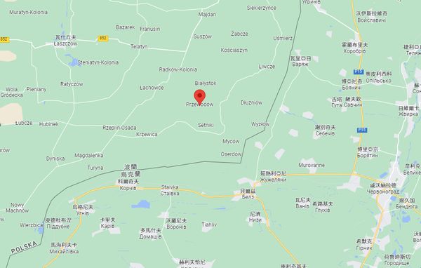 ▲▼波蘭村莊「Przewodów」鄰近烏克蘭邊界。（圖／翻攝Google Maps）